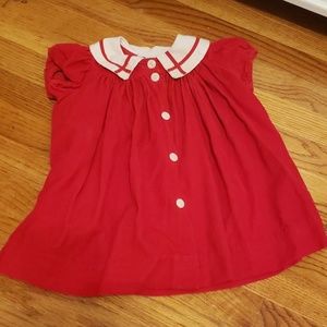 Red corduroy dress perfect for Orphan Annie 18 mos